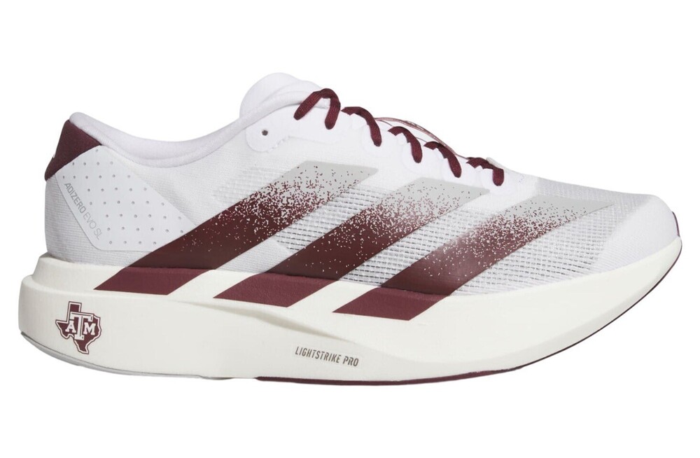 Size 10.5 Adidas Adizero EVO SL Texas A&M White/Team Maroon/Stone JQ4566